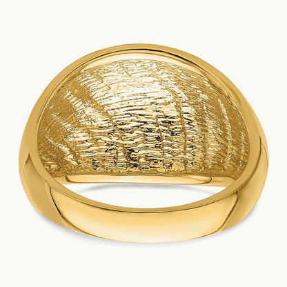 Diamond-cut Lattice Pattern Dome Ring, 14K