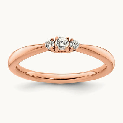 Diamond Complete 3 Stone Promise/Engagement Ring, 14K Rose Gold