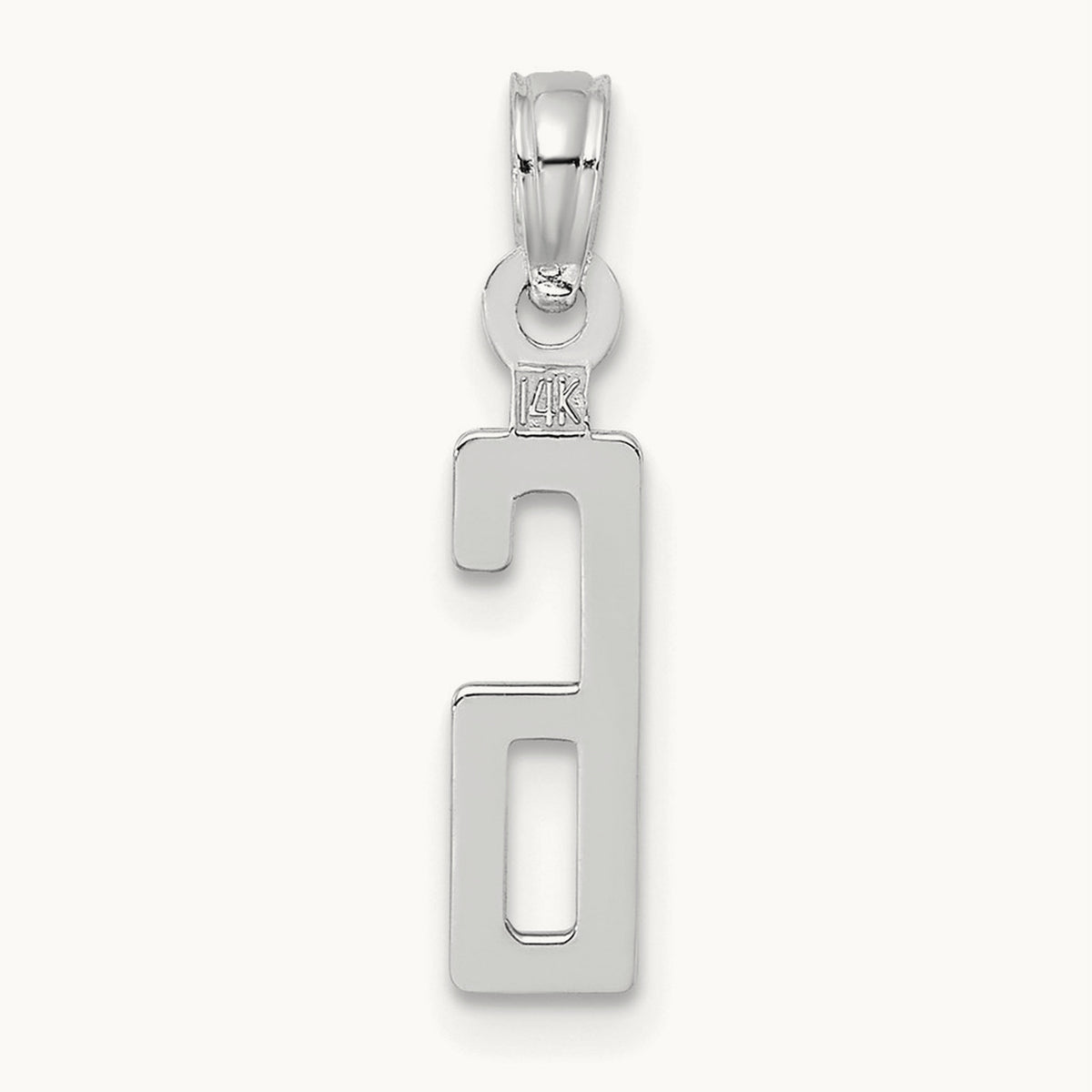 Polished Number 6 Pendant — 14K White Gold