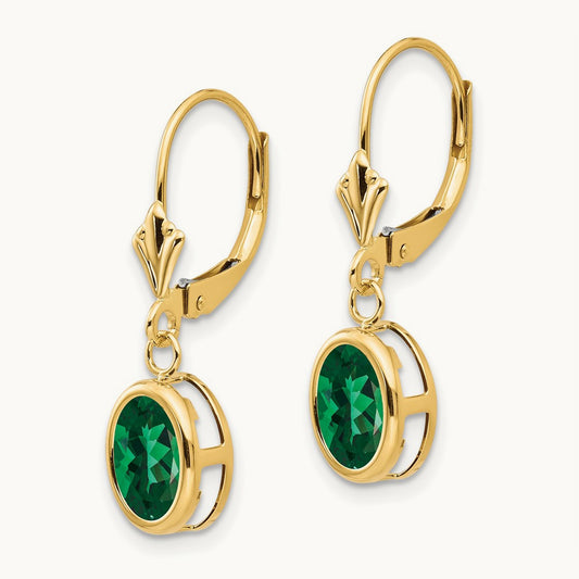 Mount St. Helens Oval Leverback Earrings, 14K