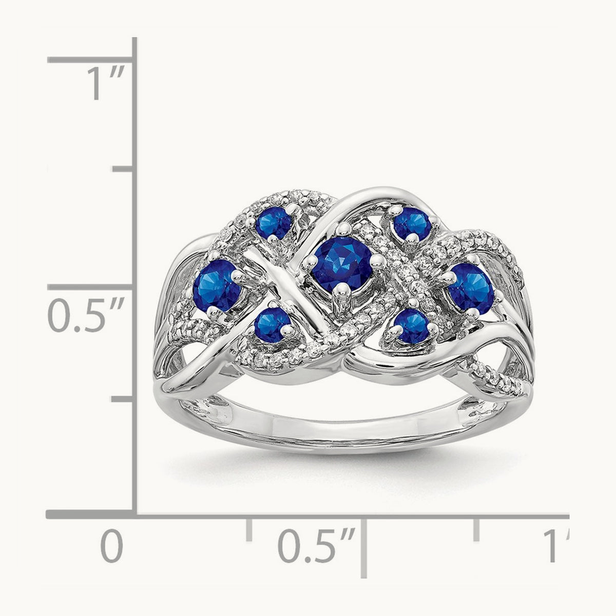 Diamond and Sapphire Fancy Ring, 14K White Gold