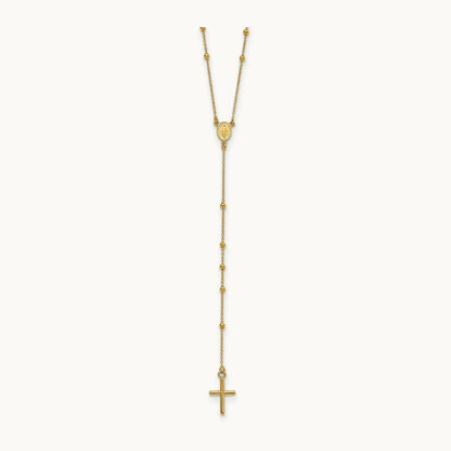 Polished Rosary 24 inch Necklace, 14K