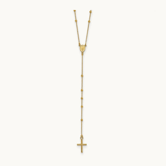 Polished Rosary 24 inch Necklace, 14K