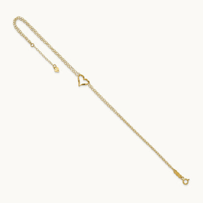 Double Strand Heart 10in Plus 1in extension Anklet — 14K Yellow Gold