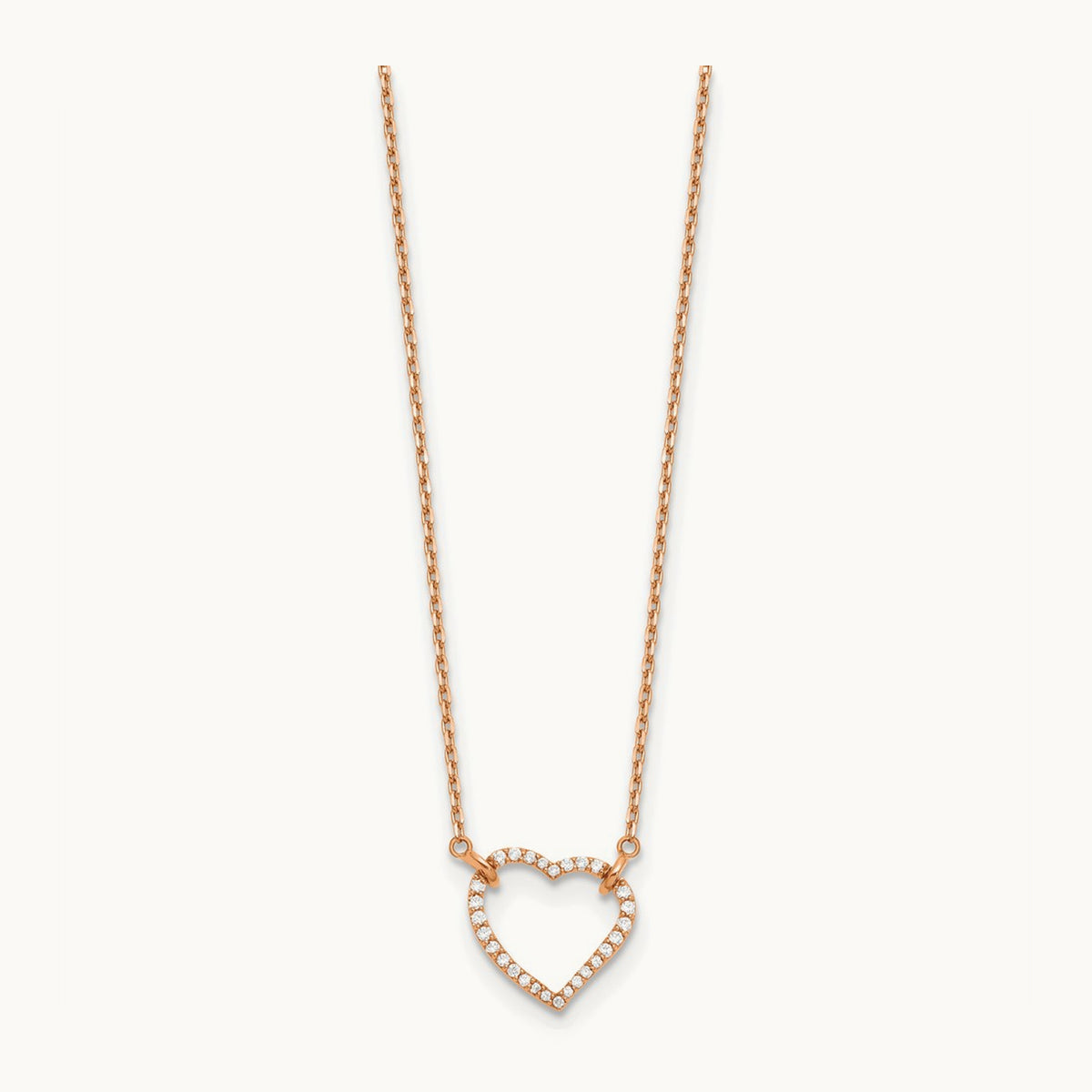 Diamond Heart Necklace, 14K Rose Gold