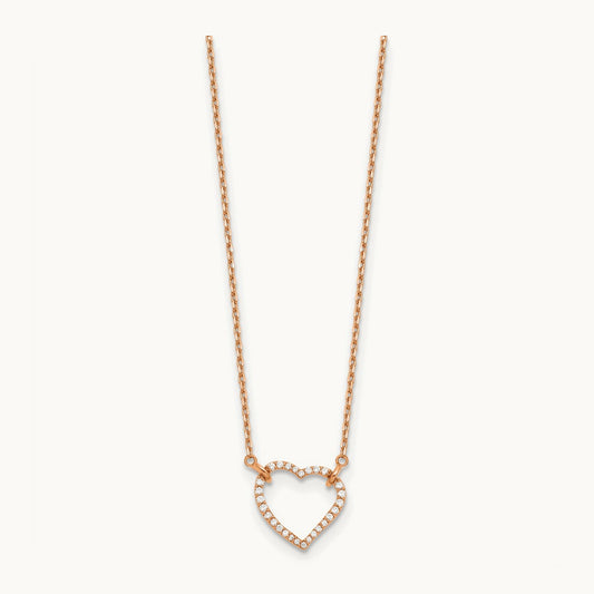 Diamond Heart Necklace, 14K Rose Gold