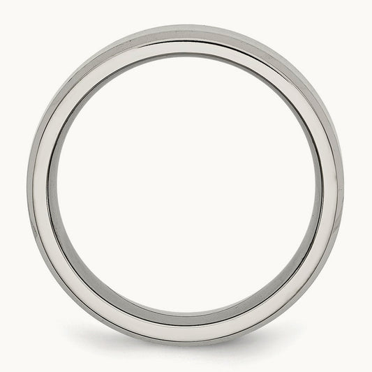 Polished w/Brushed Center Flat Beveled Edge Band, 8mm, Stainless Steel