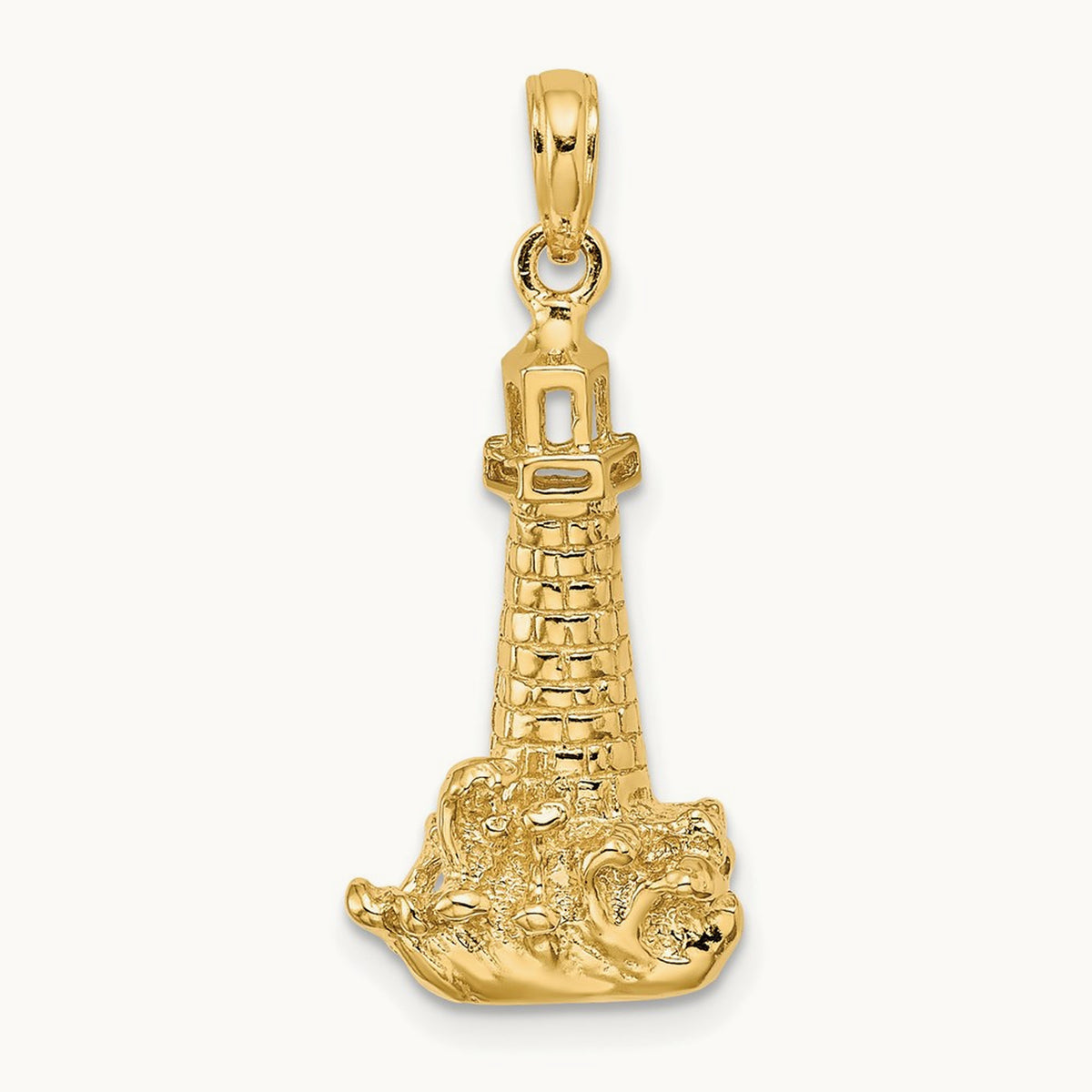 Lighthouse W/ Wave Charm, 14K