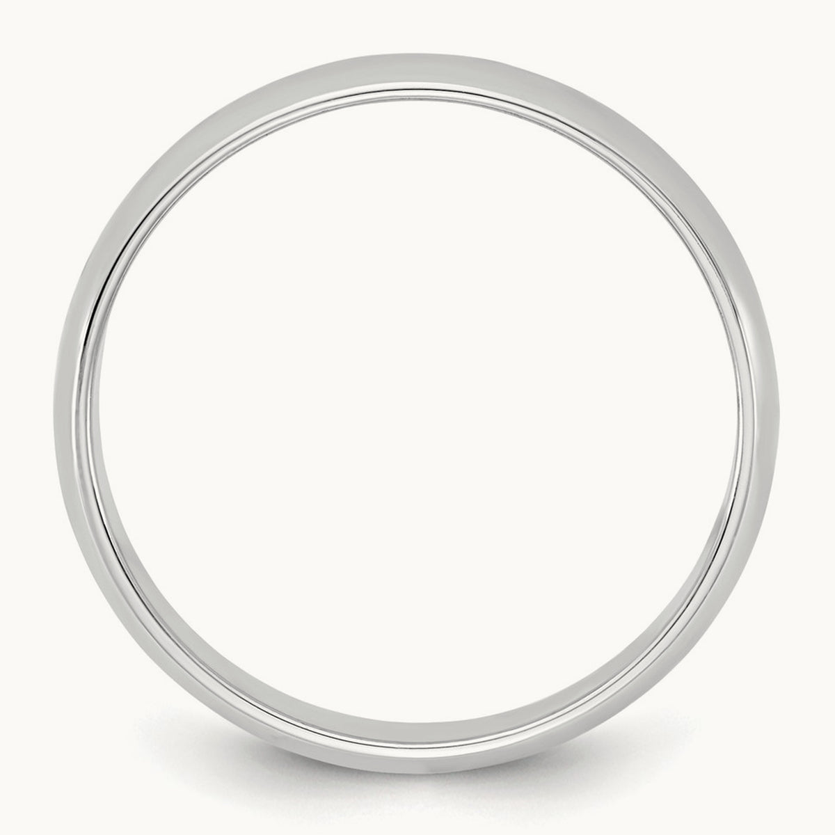 Lightweight Half Round Band, 4.5mm, 10K White Gold