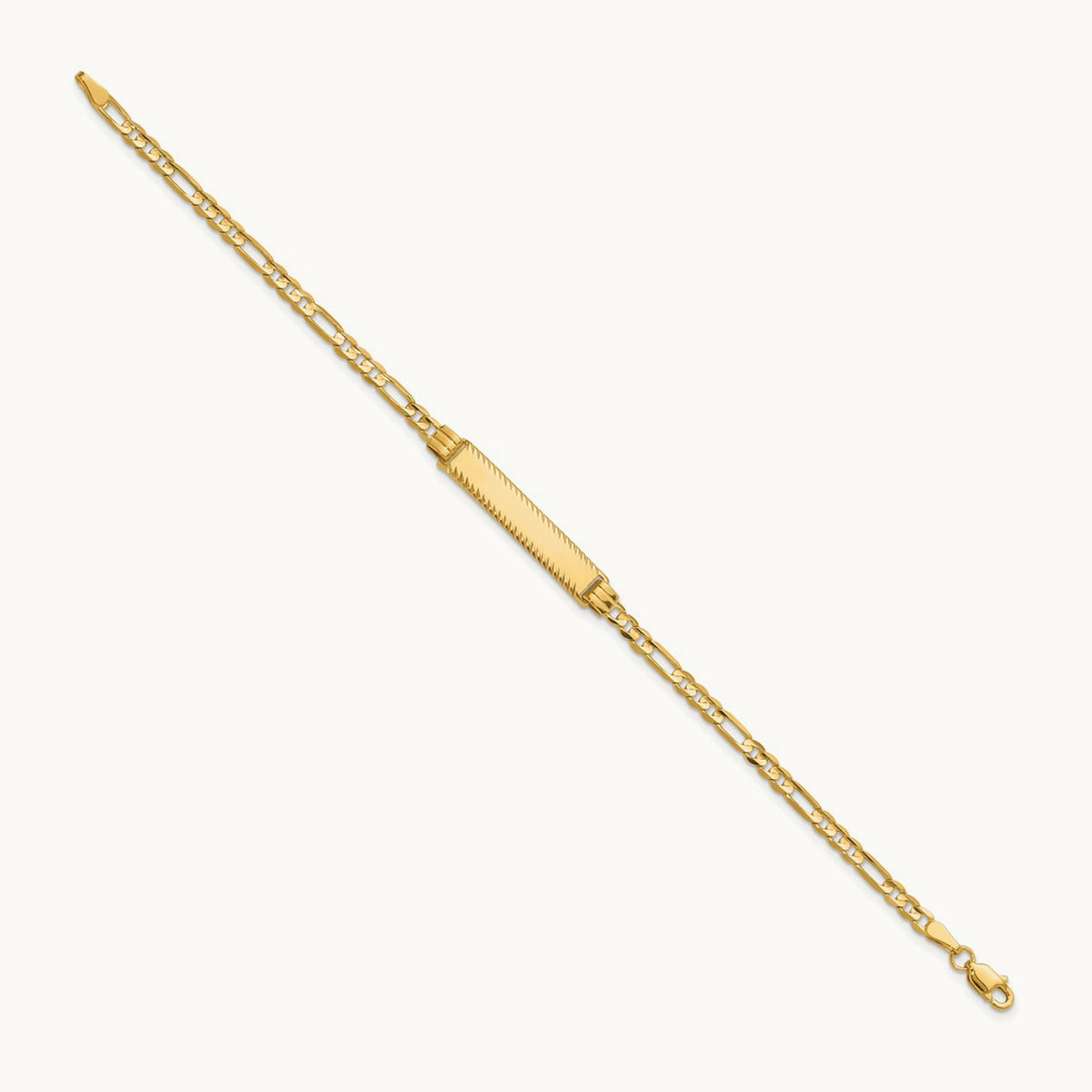 Figaro Diamond Cut ID Bracelet, 3.0mm, 14K