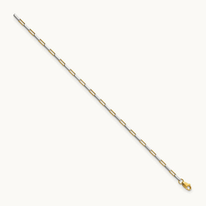 Polished Fancy Box Links 7.5in Bracelet, 14K Two-tone