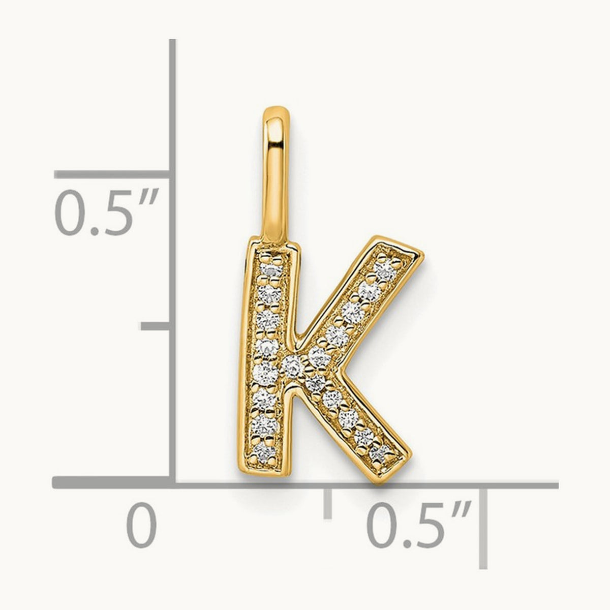 Diamond Letter K Initial Pendant, 14K Gold