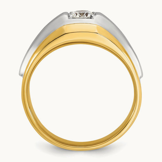 IBGoodman Men's Polished and Satin Diamond Complete Ring, 14K Two-tone