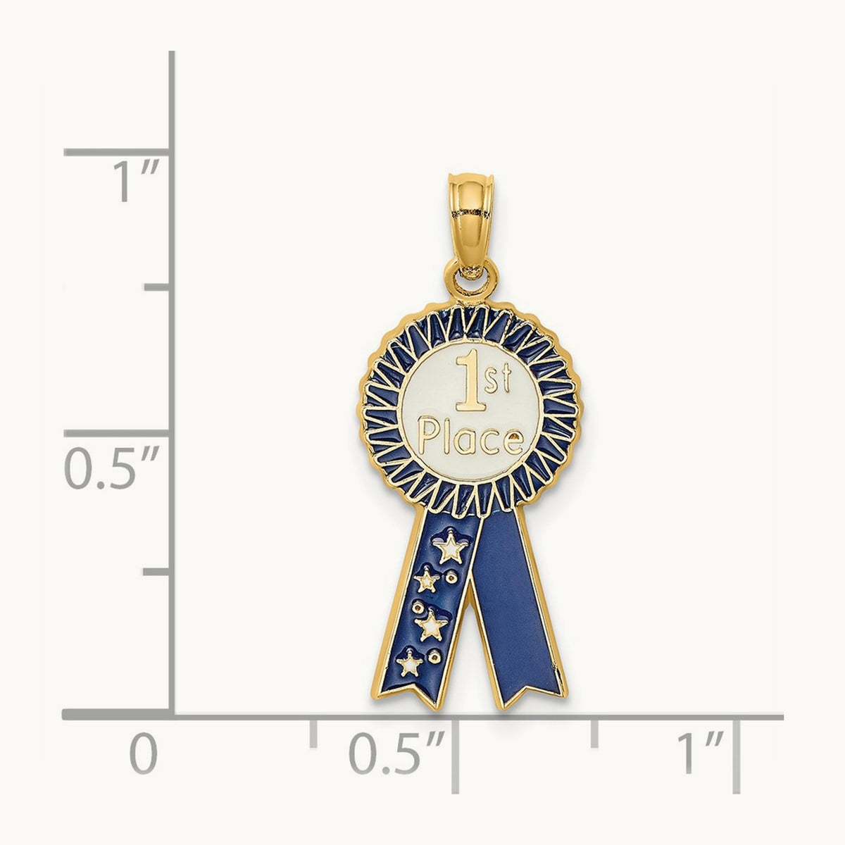 Enamel 1st PLACE Ribbon Charm, 14K