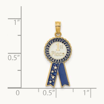 Enamel 1st PLACE Ribbon Charm, 14K