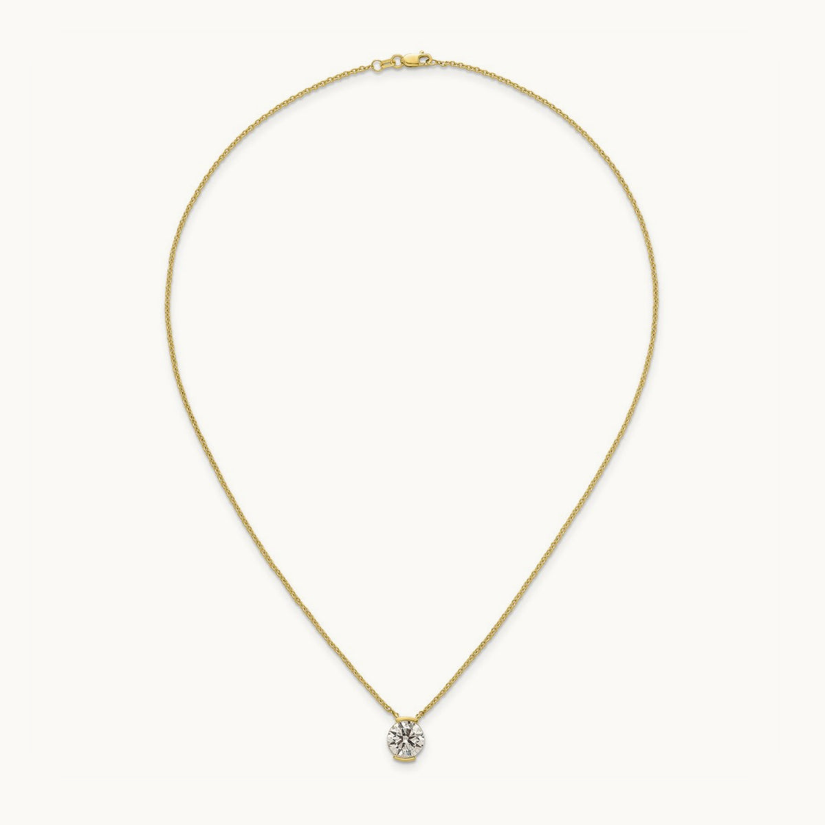 Round Half Bezel Pendant Necklace, 1.00-3.00 ct tw Lab-Grown Diamond