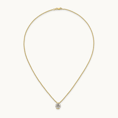 Round Half Bezel Pendant Necklace, 1.00-3.00 ct tw Lab-Grown Diamond
