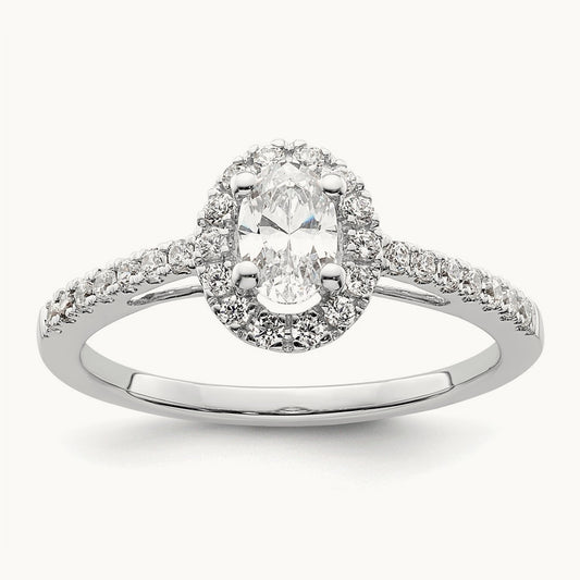 Oval Semi-Mount Halo Engagement Ring — 2/7 ct, 7