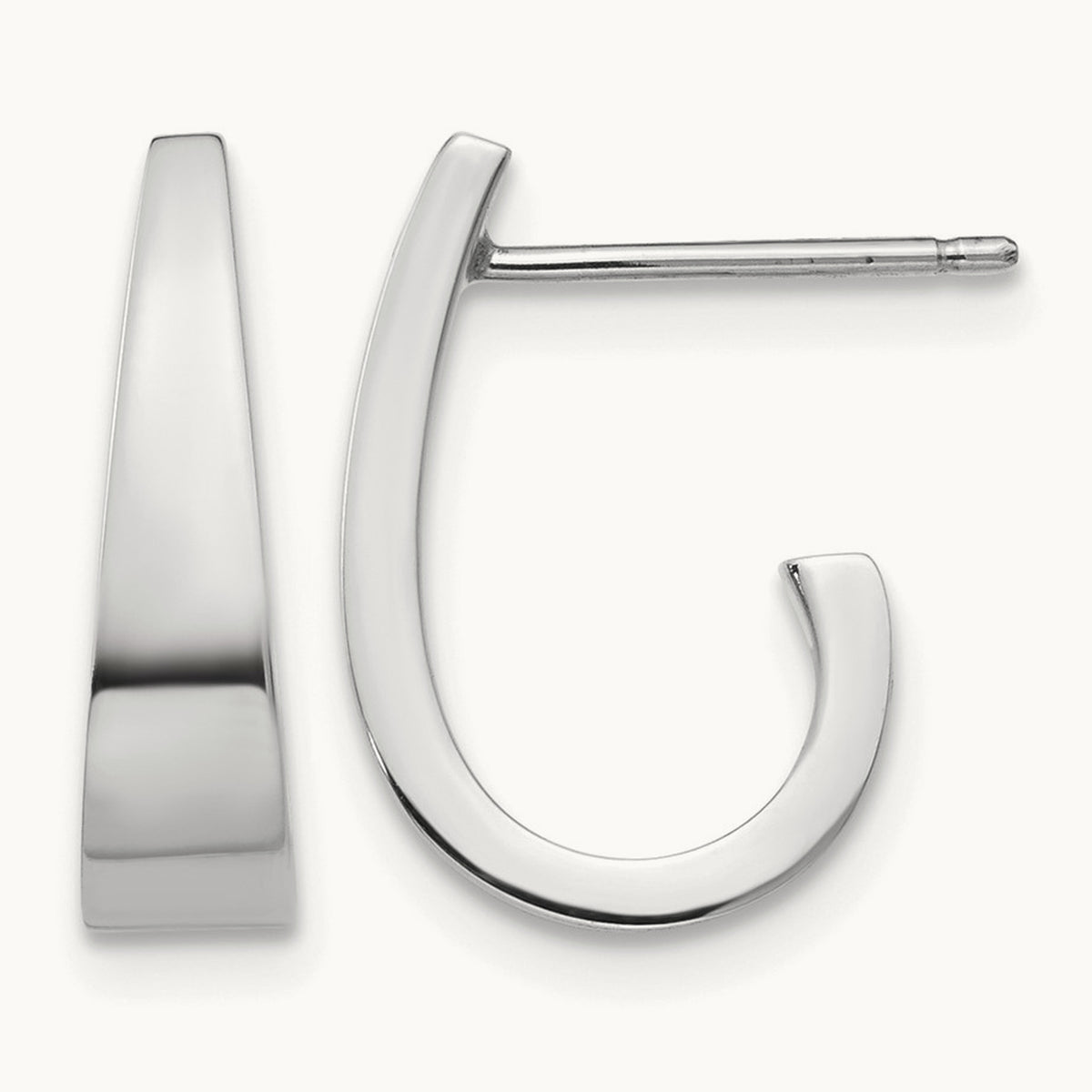 Polished J-Hoop Post Earrings — photo set