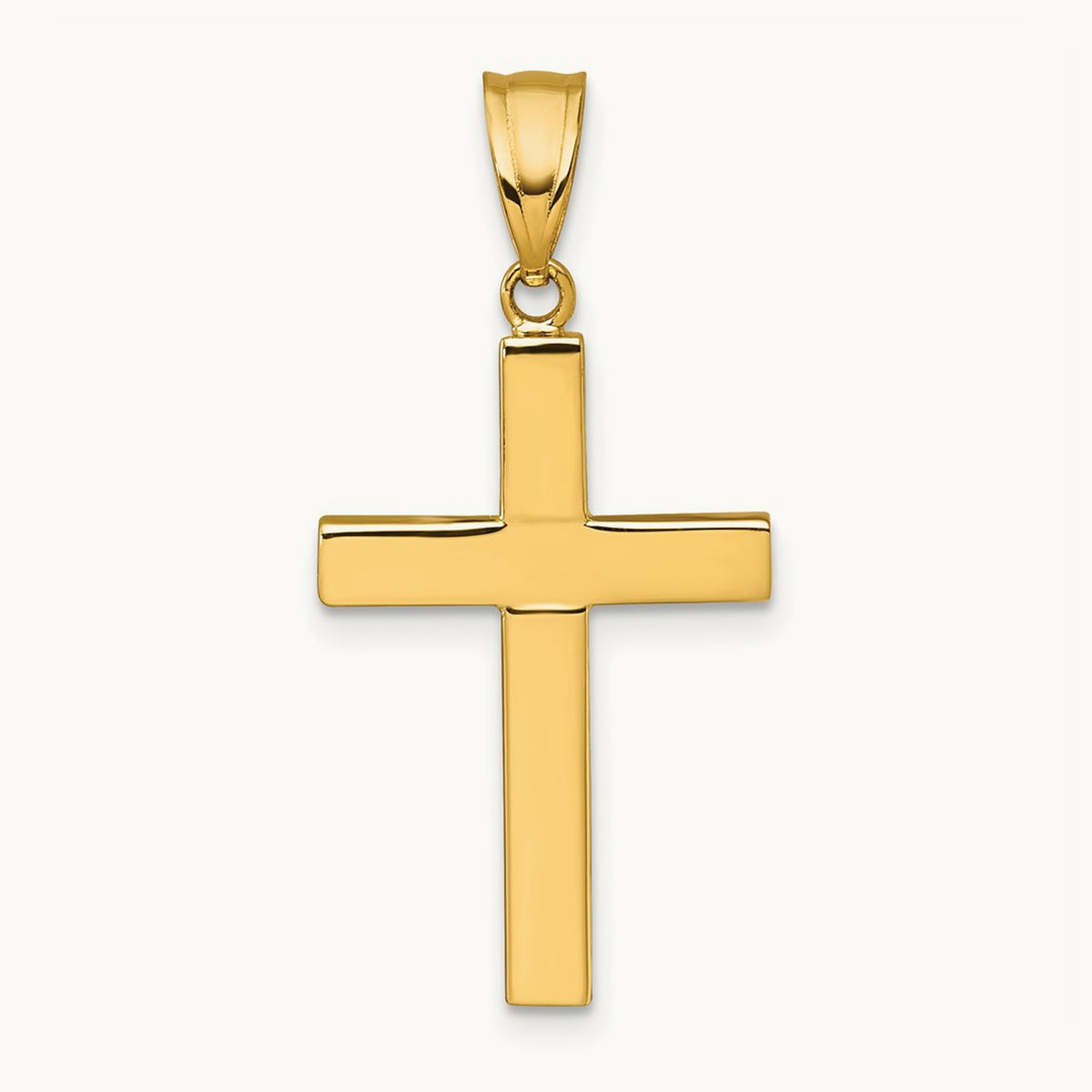 Polished Hollow Cross Pendant, 14K