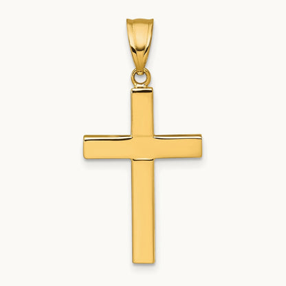 Polished Hollow Cross Pendant, 14K