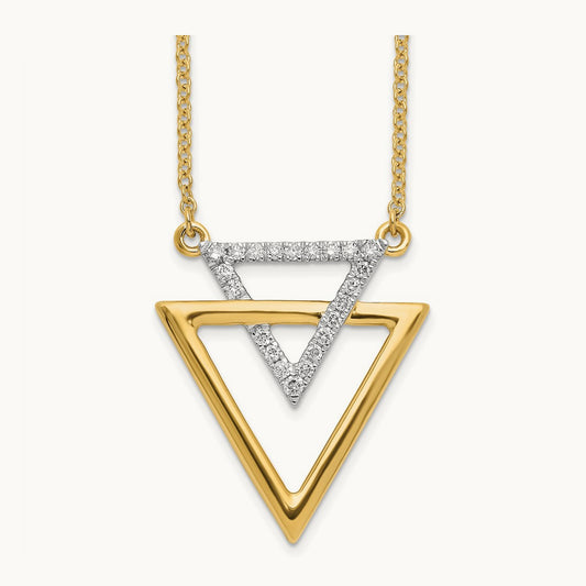Polished Double Triangle Diamond 18in Necklace, 14K