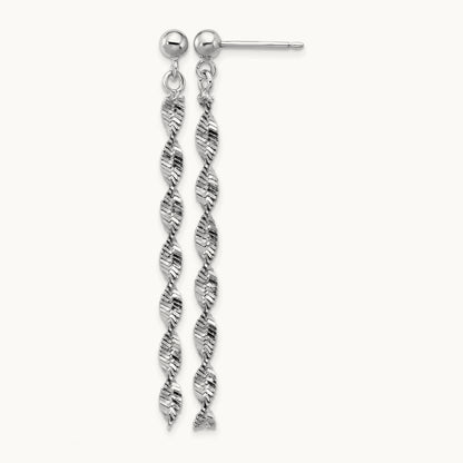RH-plat Polish/Dia.-cut Dangle Post Earrings, Sterling Silver — Leslie's