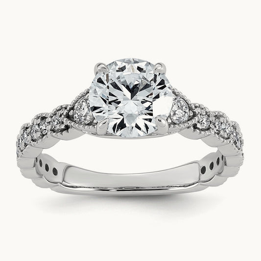 Round Center Ring, 2.00 ct tw Lab-Grown Diamond