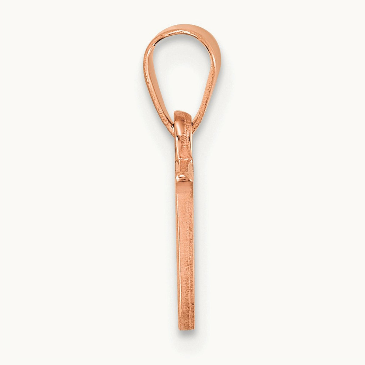 Polished Block Initial Pendant — 14K Rose Gold, U