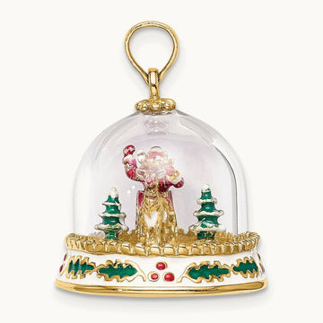 3-D Enameled Christmas Snow Globe Charm, 14K