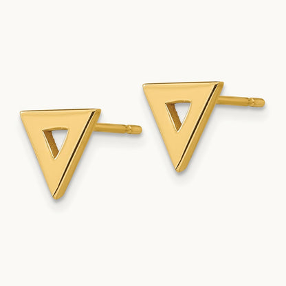 Open Triangle Post Earrings, 14K