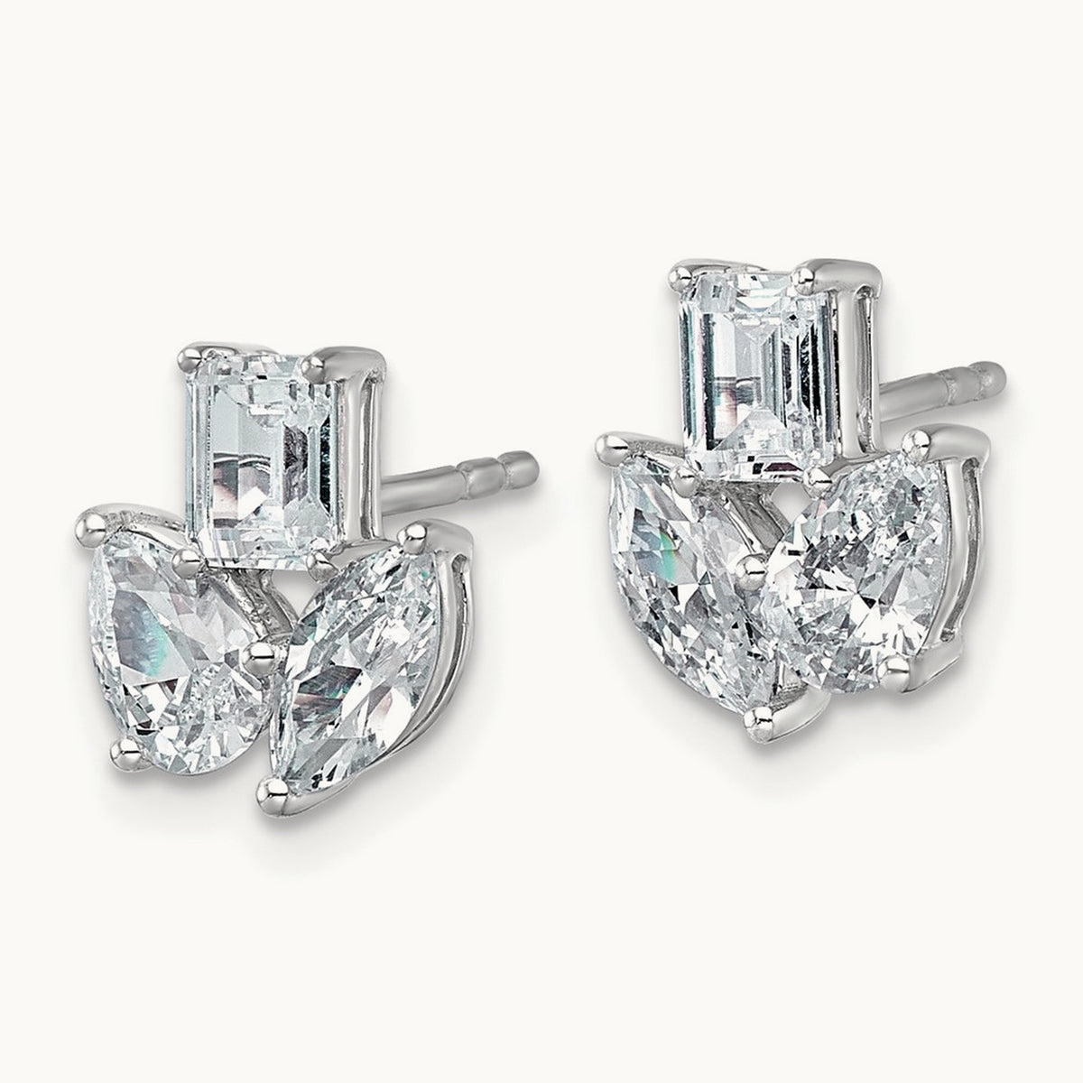 Emerald Marquise & Pear 3 Stone Earrings, 2.00 ct tw Lab-Grown Diamond