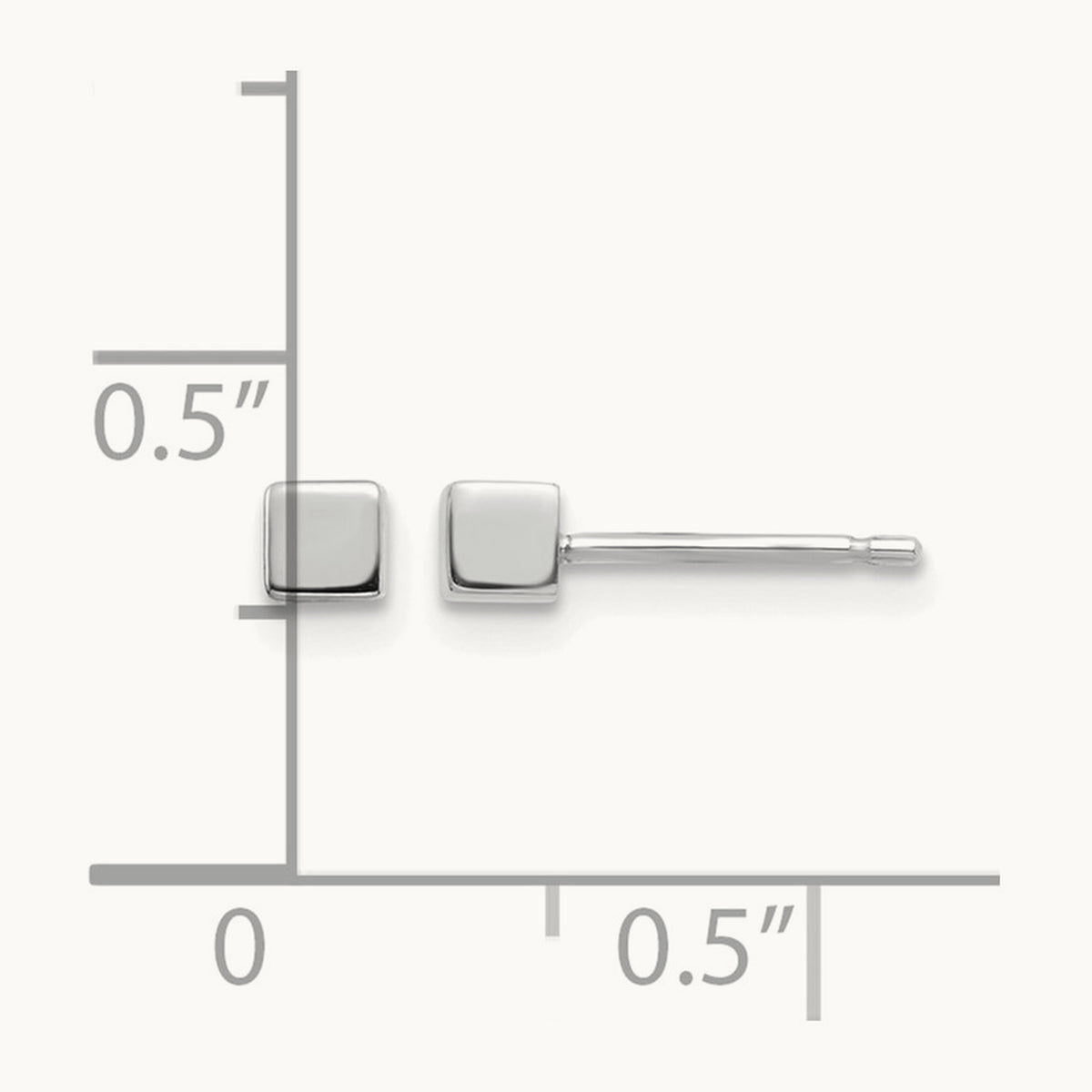 Square Stud Earrings — 14K White Gold