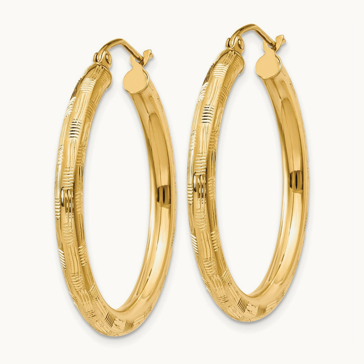 Diamond-cut Hoop Earrings, 14K
