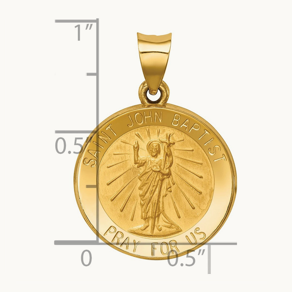 Polished and Satin St John Baptist Medal Hollow Pendant — 27mm