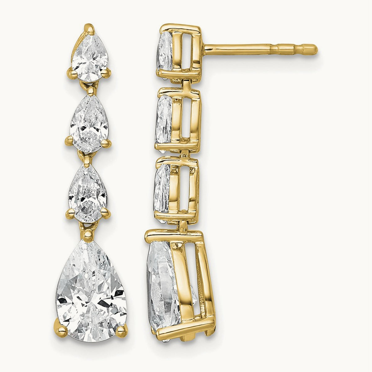 Fashion Dangle Post Earrings, 3.00 ct tw Lab-Grown Diamond — 14K Yellow Gold