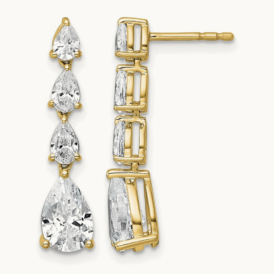 Fashion Dangle Post Earrings, 3.00 ct tw Lab-Grown Diamond — 14K Yellow Gold