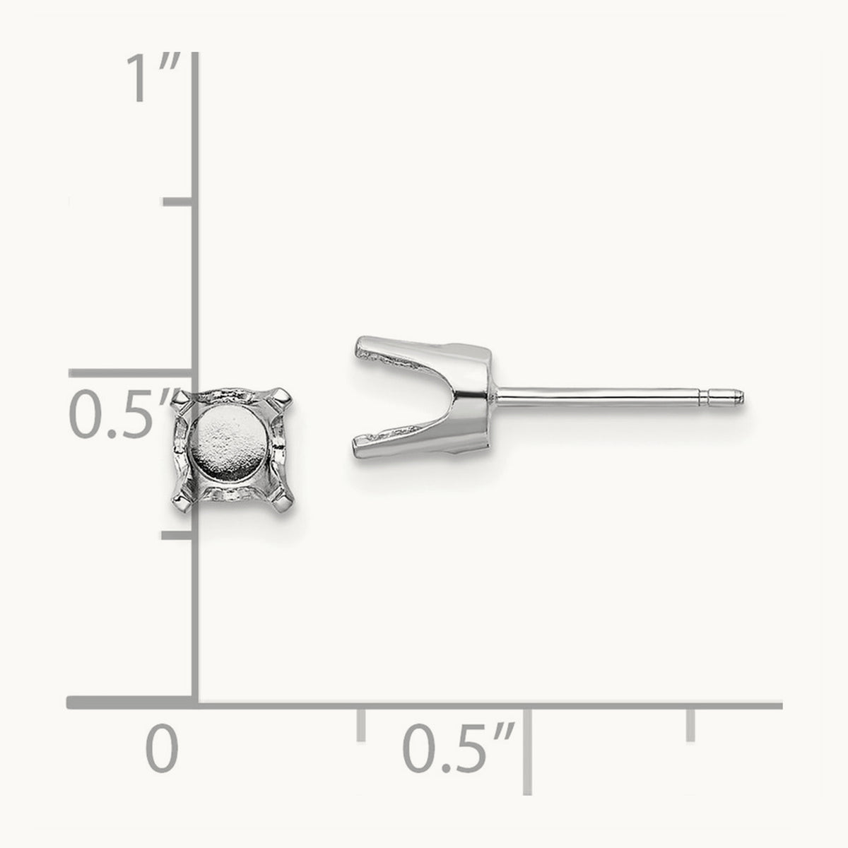 Setting: Round Stud Earring Mounting with backs — 14K White Gold