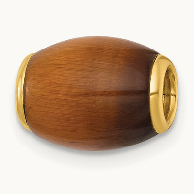 Polished Tiger's Eye Oval Bead Slide Pendant, 14K