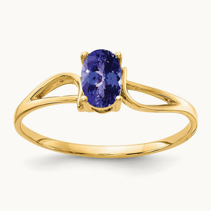 6x4mm Oval Tanzanite ring, 14K