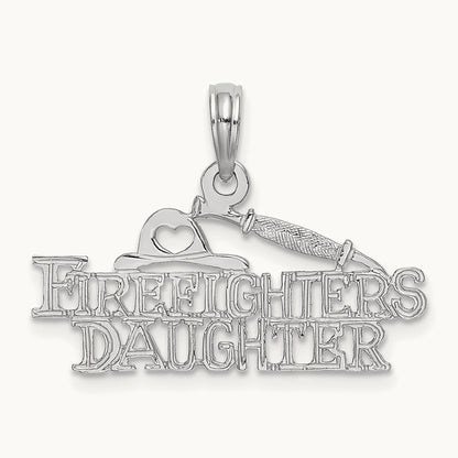 FIREFIGHTER'S DAUGHTER Charm — 14K White Gold