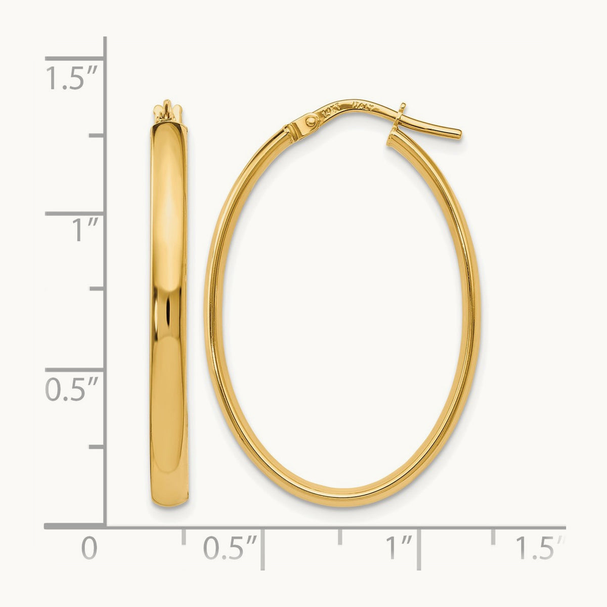Polished Oval Hoop Earrings, 10K — Leslie's