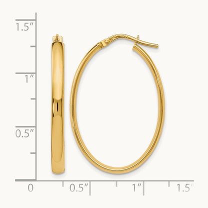 Polished Oval Hoop Earrings, 10K — Leslie's