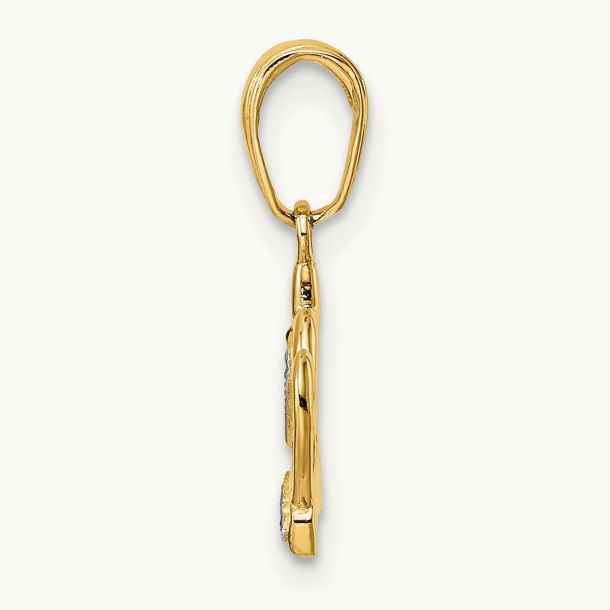 Diamond-cut Heart Crown Pendant, 14K with White Rhodium