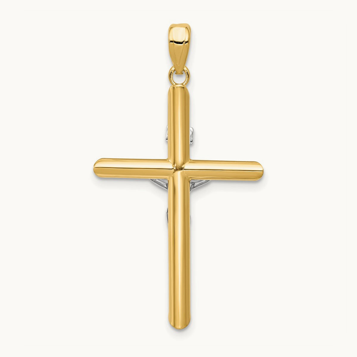 Hollow Crucifix Pendant, 14K Two-tone
