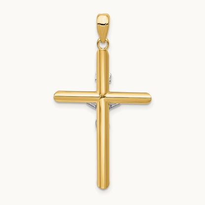 Hollow Crucifix Pendant, 14K Two-tone