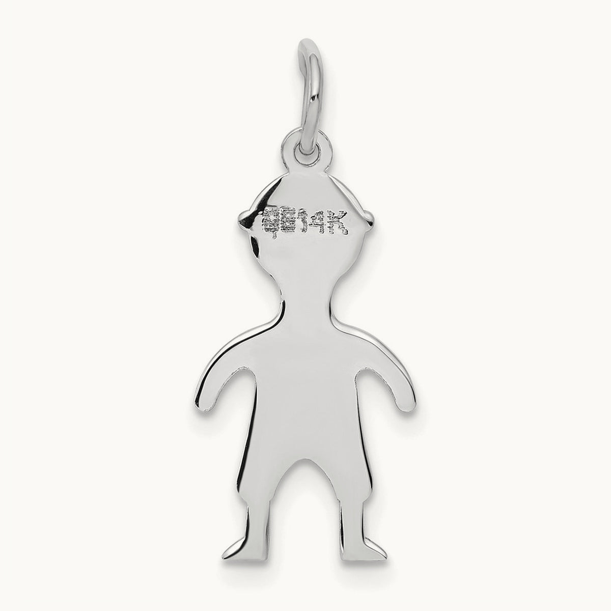 .018 Depth Engravable Boy Charm — 14K White Gold, 25mm