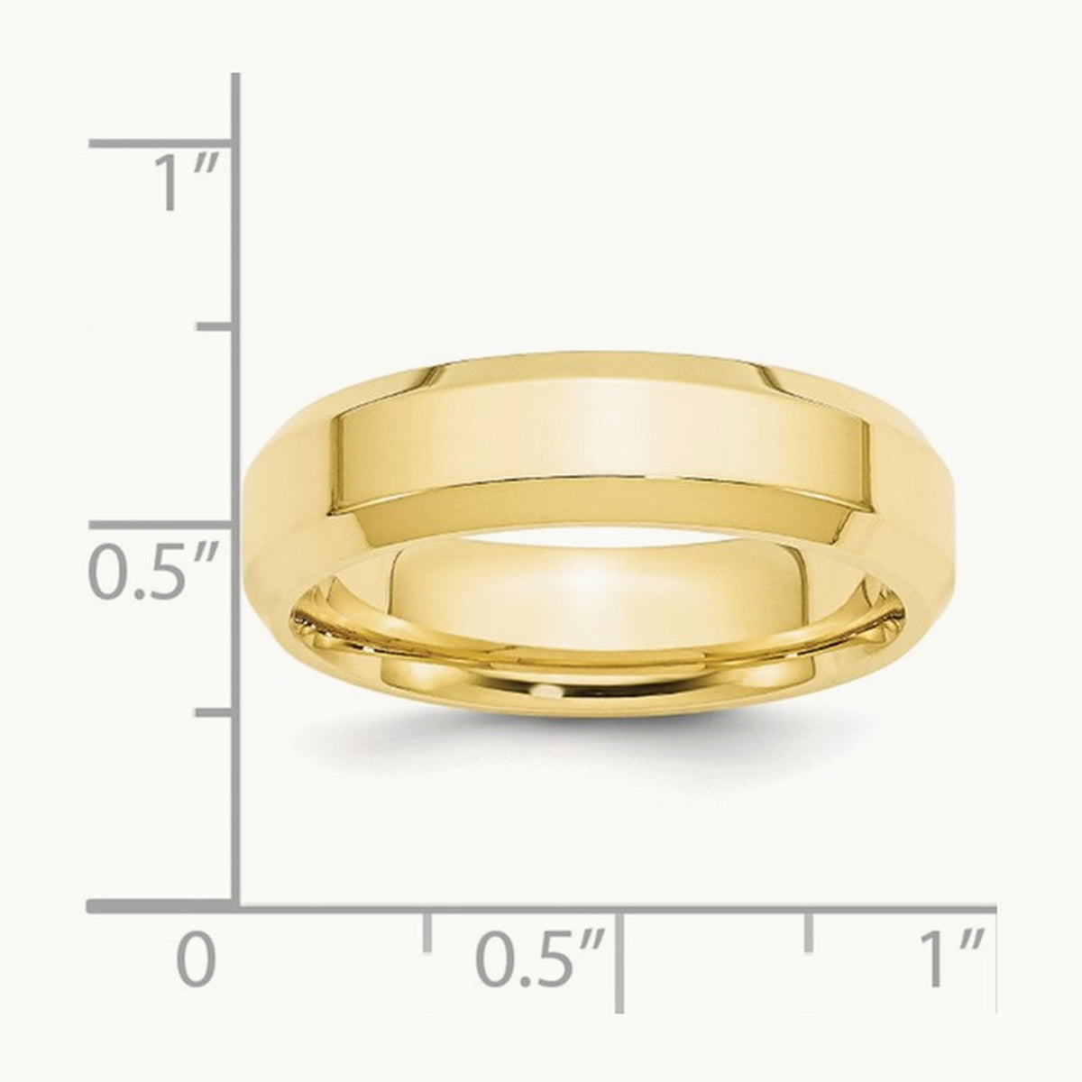 Bevel Edge Comfort Fit Band, 6mm, 10K Yellow Gold