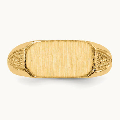 12.5x6. Closed Back Signet Ring, 0mm, 14K