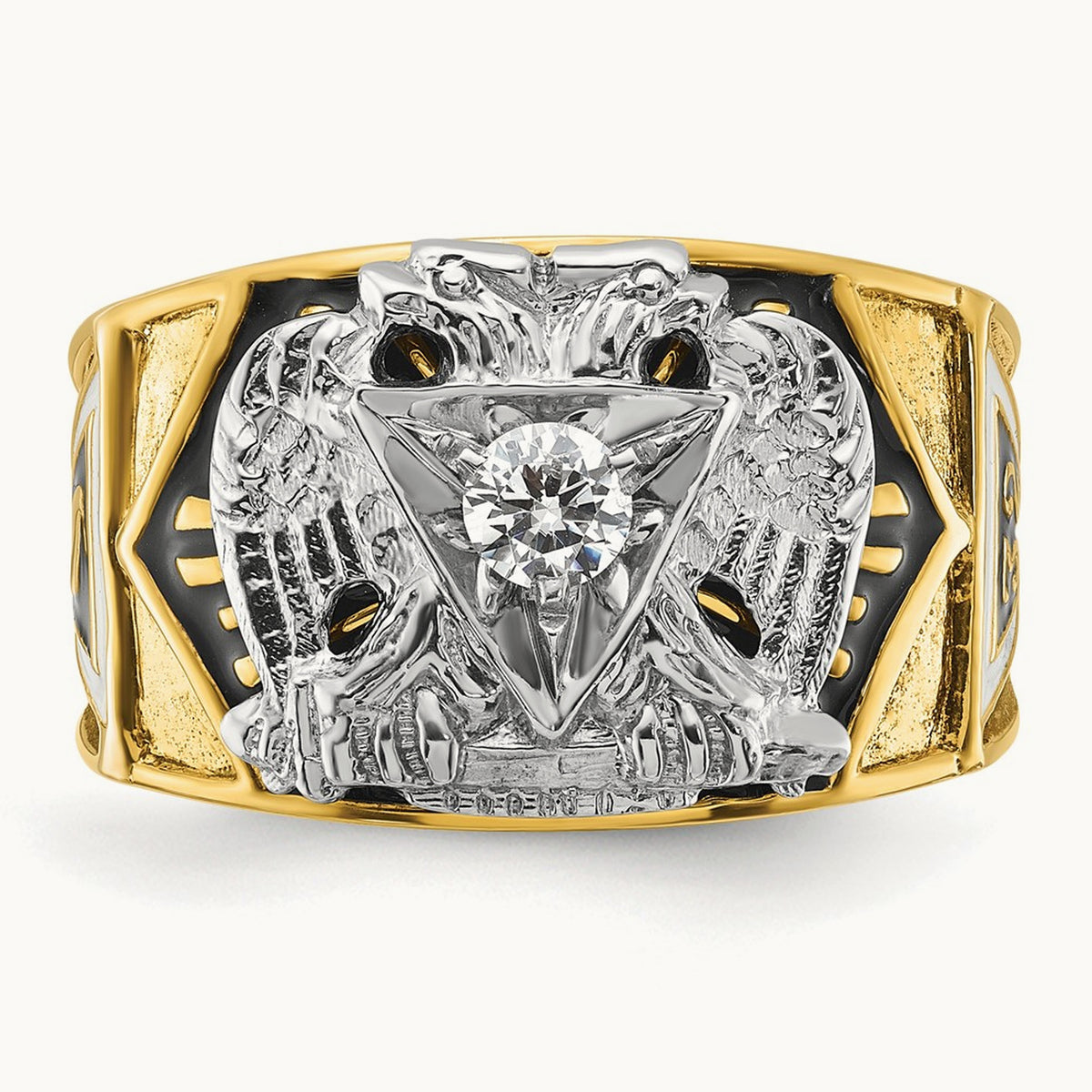 14ktt IBGoodman Men's Enamel & Dia 32nd Scottish Rite Masonic Ring